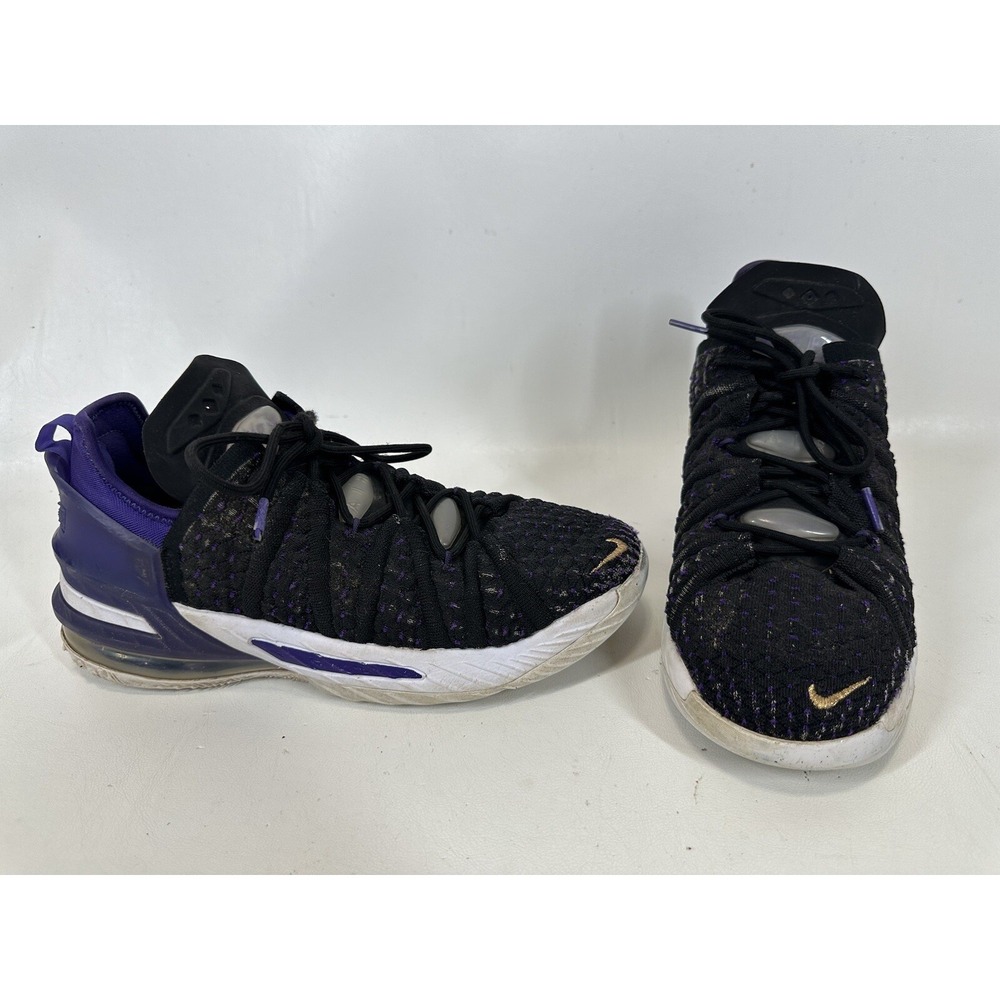 NIKE LEBRON JAMES XVIII Lakers CW2760-004 Basketball Shoes Black Youth Size 7 Y